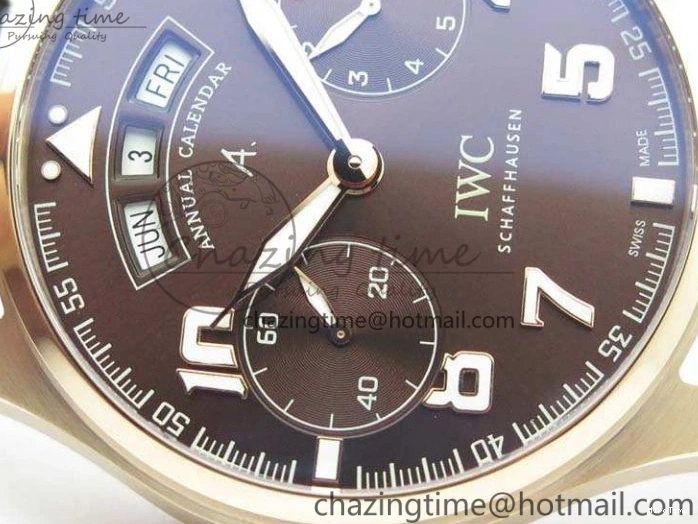 MIROTIME 0125 Popular Big Pilot Real PR IW502706 RG YLF 1:1 Best Edition Brown Dial On Calfskin Strap A 7223